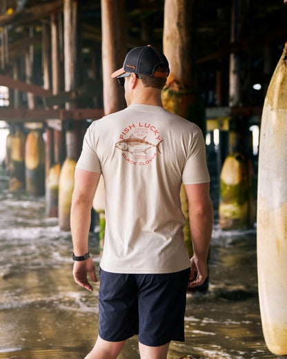 Black Clover Retro Men's Beige Graphic Tee for Fishing & Outdoors