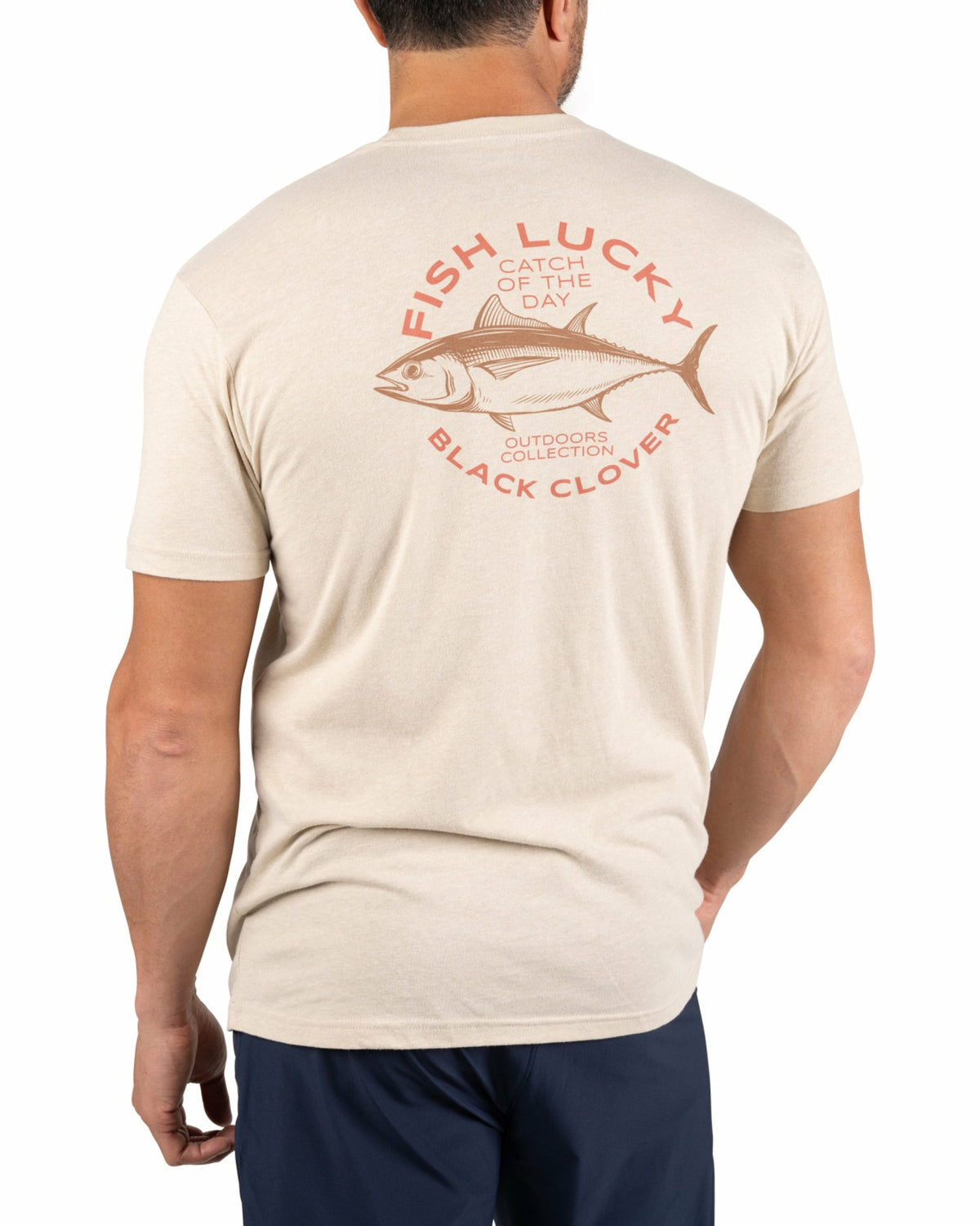Black Clover Retro Men's Beige Graphic Tee for Fishing & Outdoors