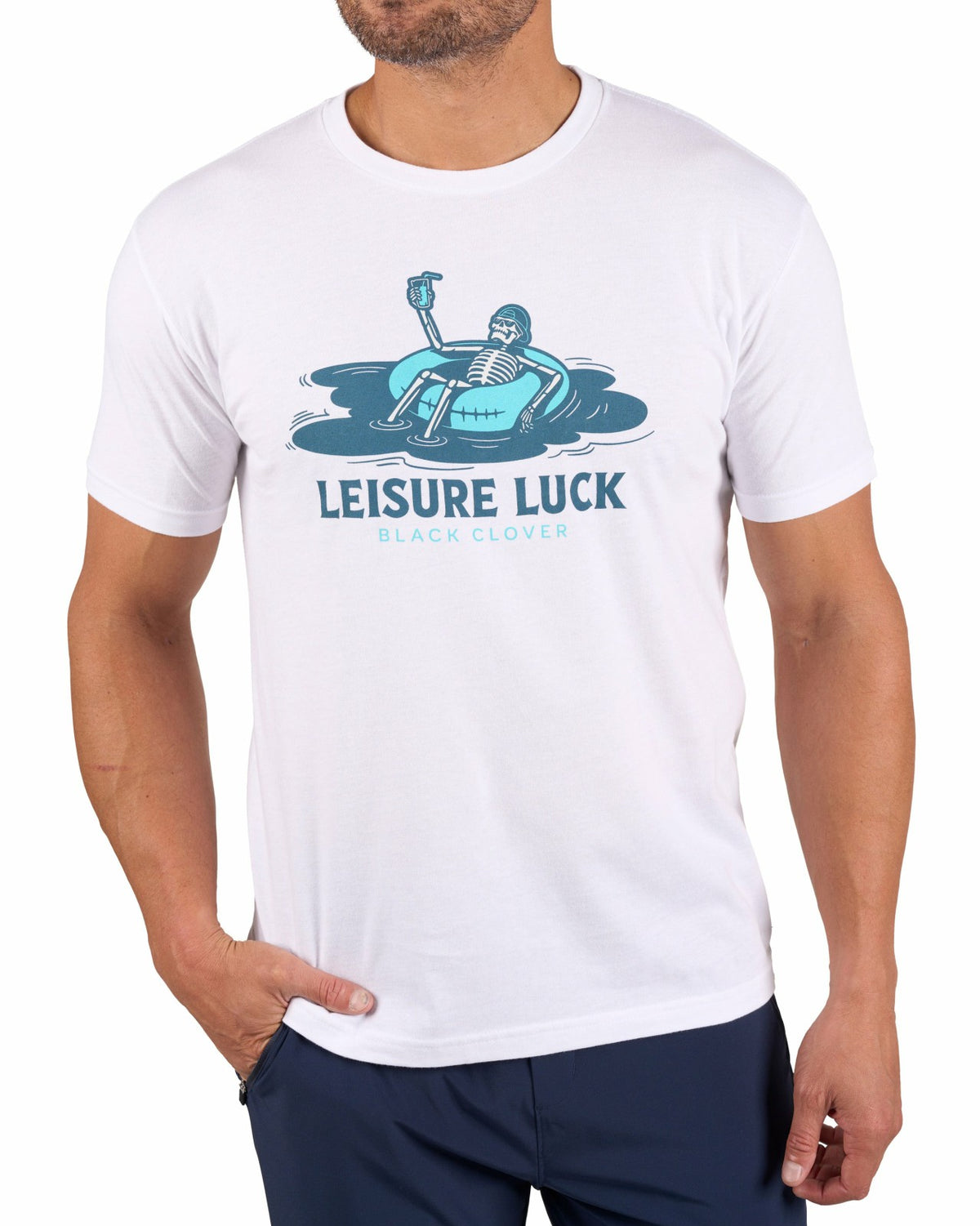 Black Clover Playful Men's White Graphic Tee for Golf