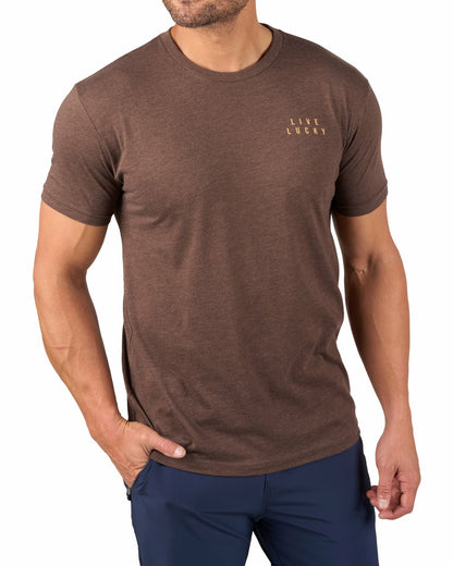 Black Clover Super Soft Men's Brown Graphic Tee with Orange Blur Clover