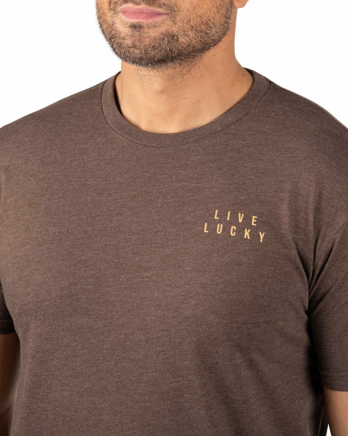 Black Clover Super Soft Men's Brown Graphic Tee with Orange Blur Clover