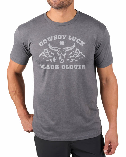 Black Clover Super Soft Men's Grey Western Themed Graphic Tee
