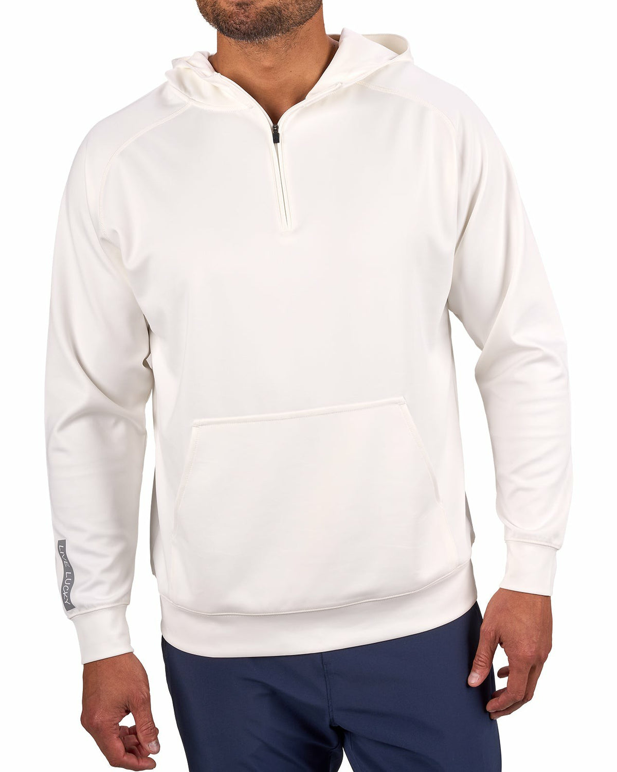 Black Clover Men's Quarter-Zip White Lightweight Hoodie