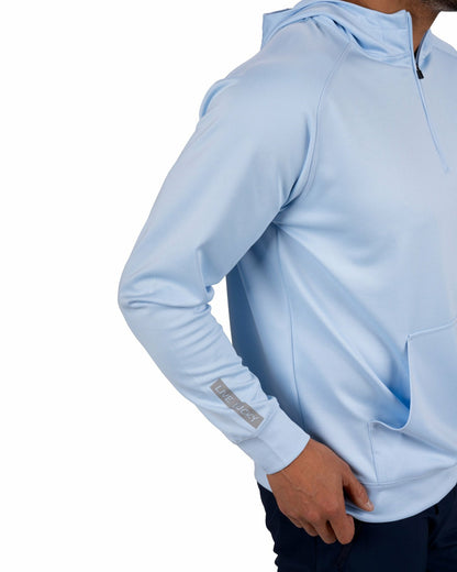 Black Clover Men's Quarter-Zip Light Blue Lightweight Hoodie