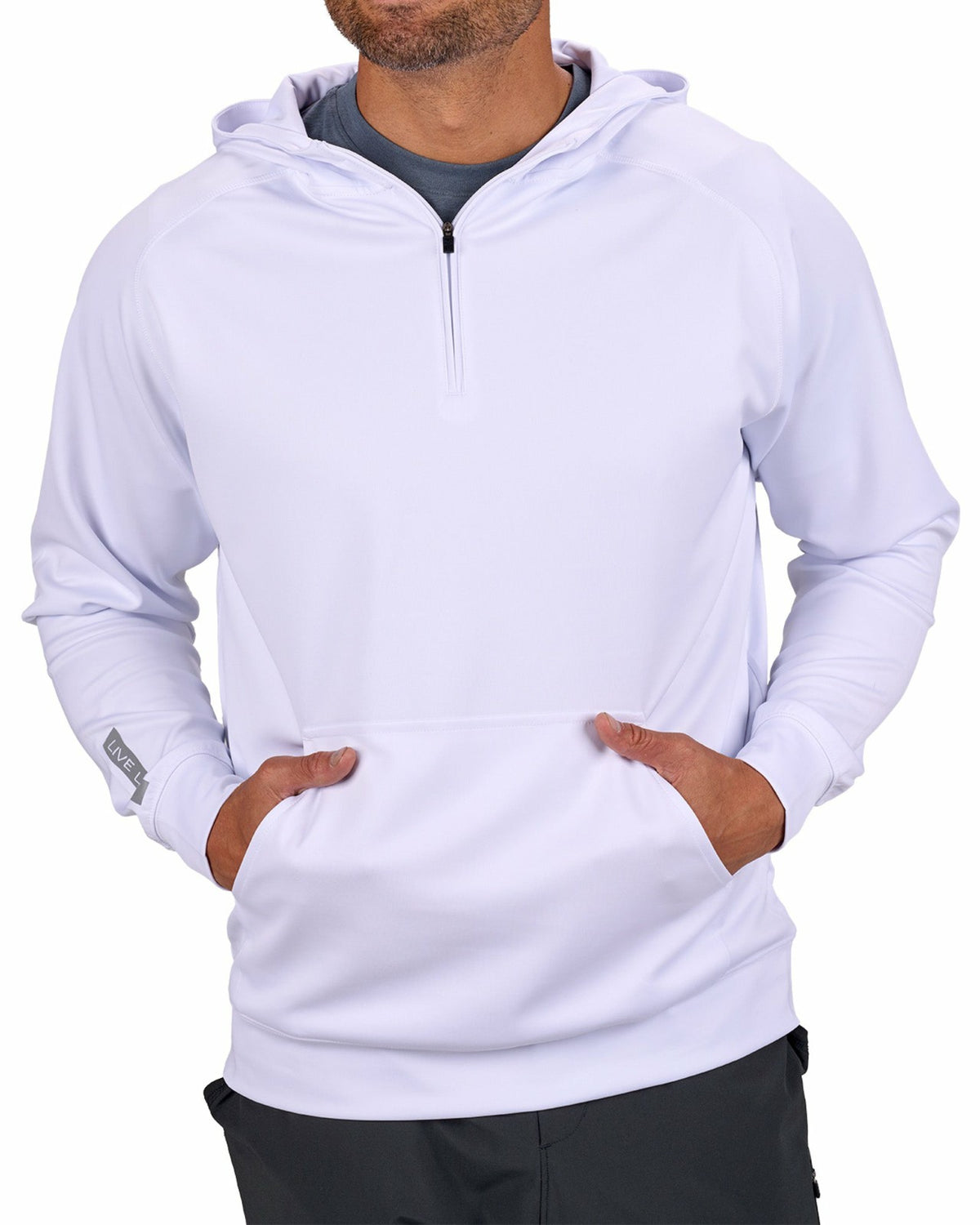 Black Clover Men's Quarter-Zip White Lightweight Hoodie