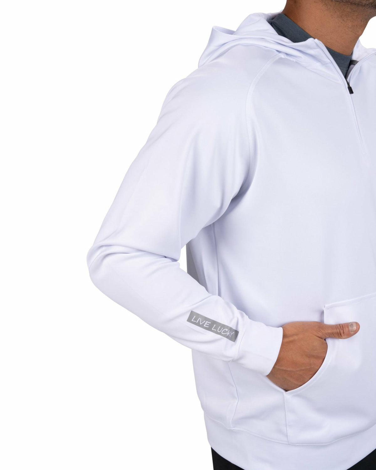 Black Clover Men's Quarter-Zip White Lightweight Hoodie