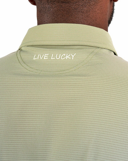 Black Clover Men's Beige Mesh Performance Polo for Golf or Business