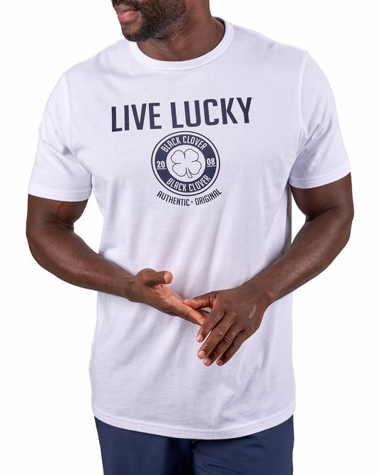 Black Clover Super Soft Men's Navy and White Graphic Tee
