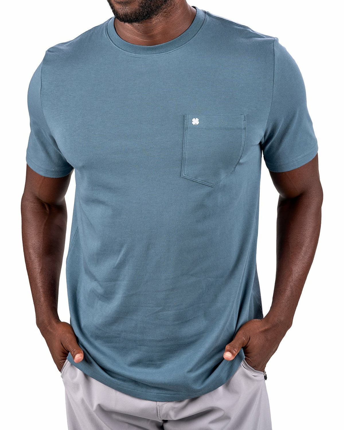 Black Clover Luxury Short-Sleeved Dark Grey Men's Pocket Tee