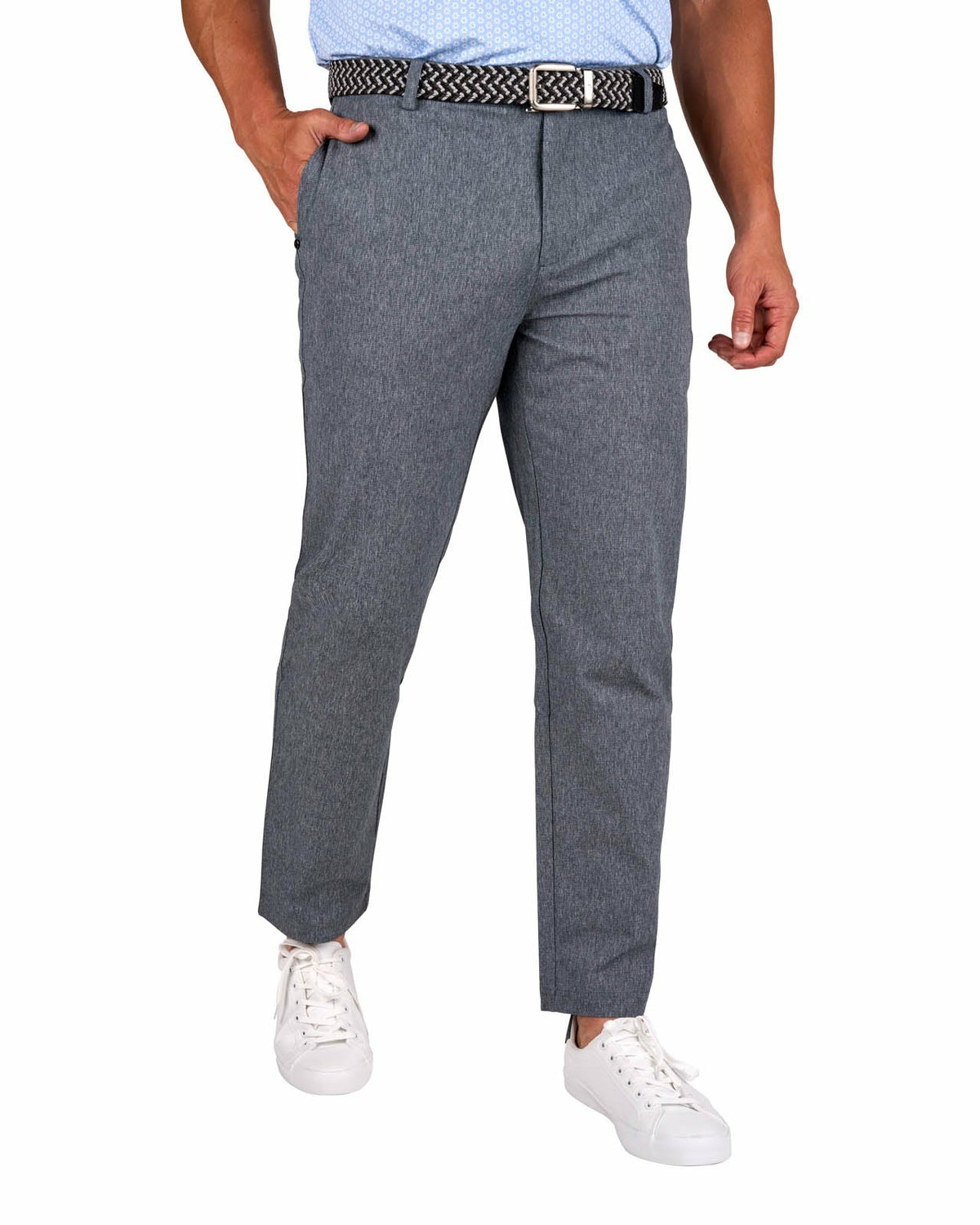 Black Clover Men's Textured Stretch Twill Grey Dress Pants for Golf or Business