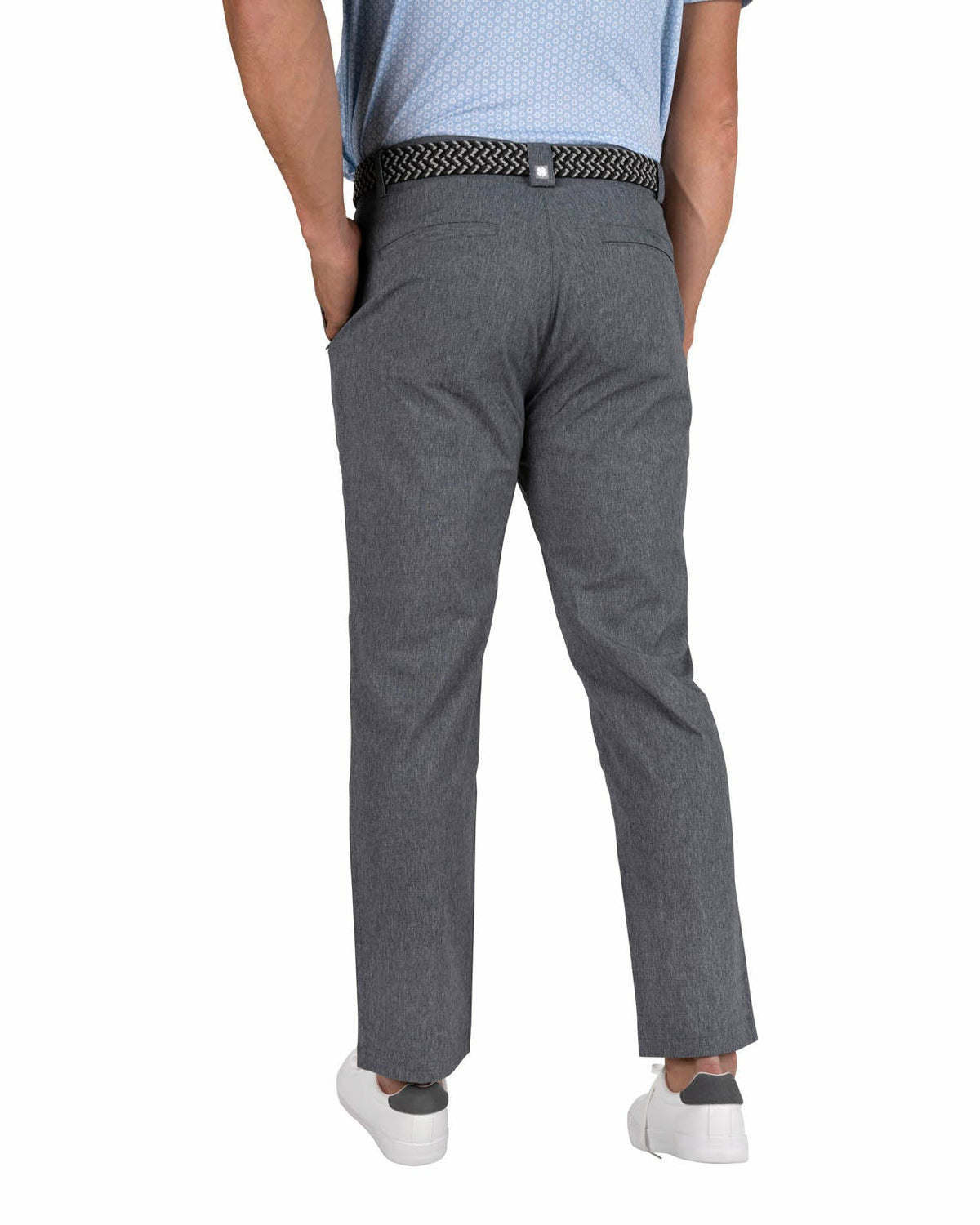 Black Clover Men's Textured Stretch Twill Grey Dress Pants for Golf or Business