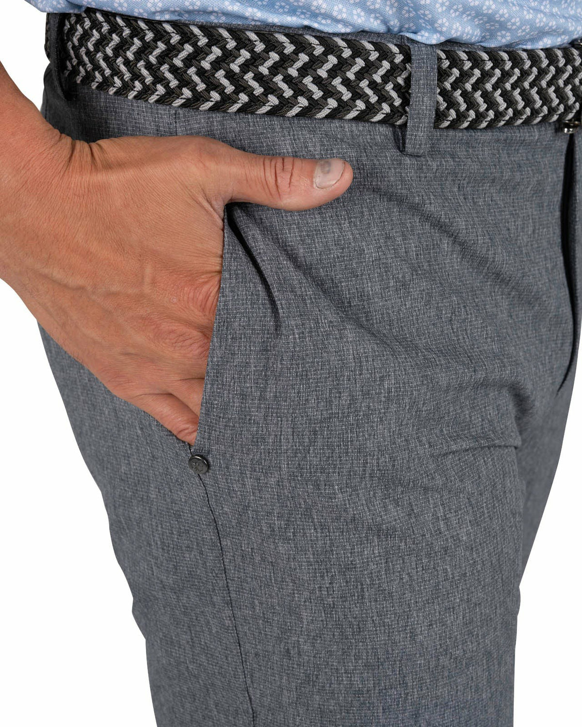 Black Clover Men's Textured Stretch Twill Grey Dress Pants for Golf or Business