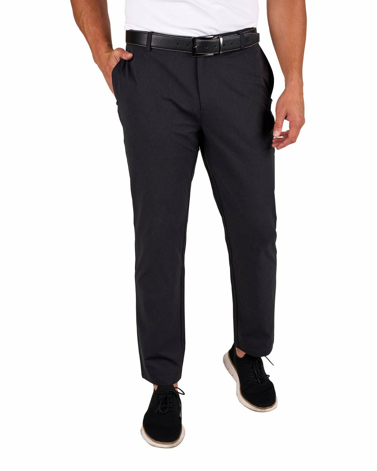 Black Clover Men's Textured Stretch Twill Black Dress Pants for Golf or Business