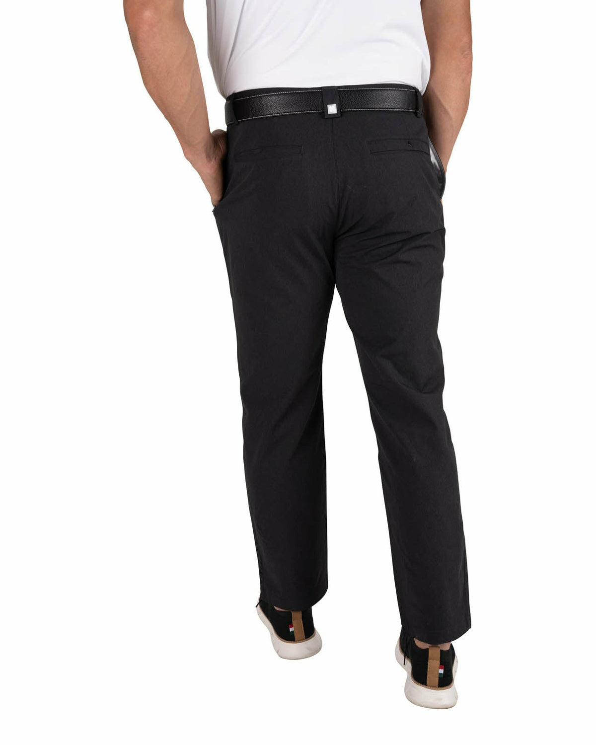 Black Clover Men's Textured Stretch Twill Black Dress Pants for Golf or Business