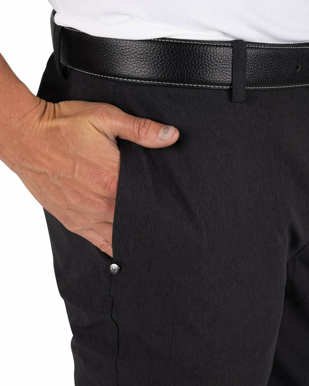 Black Clover Men's Textured Stretch Twill Black Dress Pants for Golf or Business