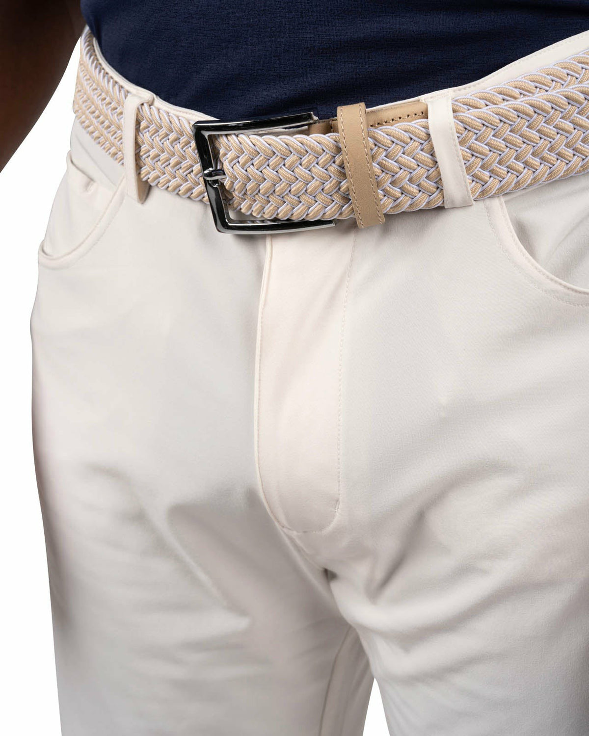 Black Clover Men's 9" White 5-Pocket Stretch Twill Shorts for Golf or Office