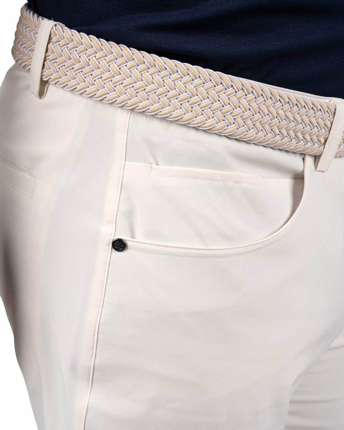 Black Clover Men's 9" White 5-Pocket Stretch Twill Shorts for Golf or Office