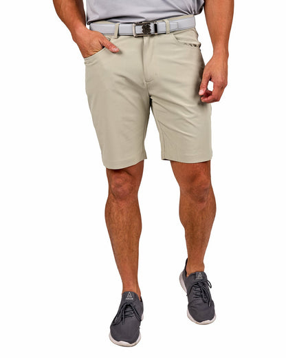 Black Clover Men's 9" Khaki 5-Pocket Stretch Twill Shorts for Golf or Office