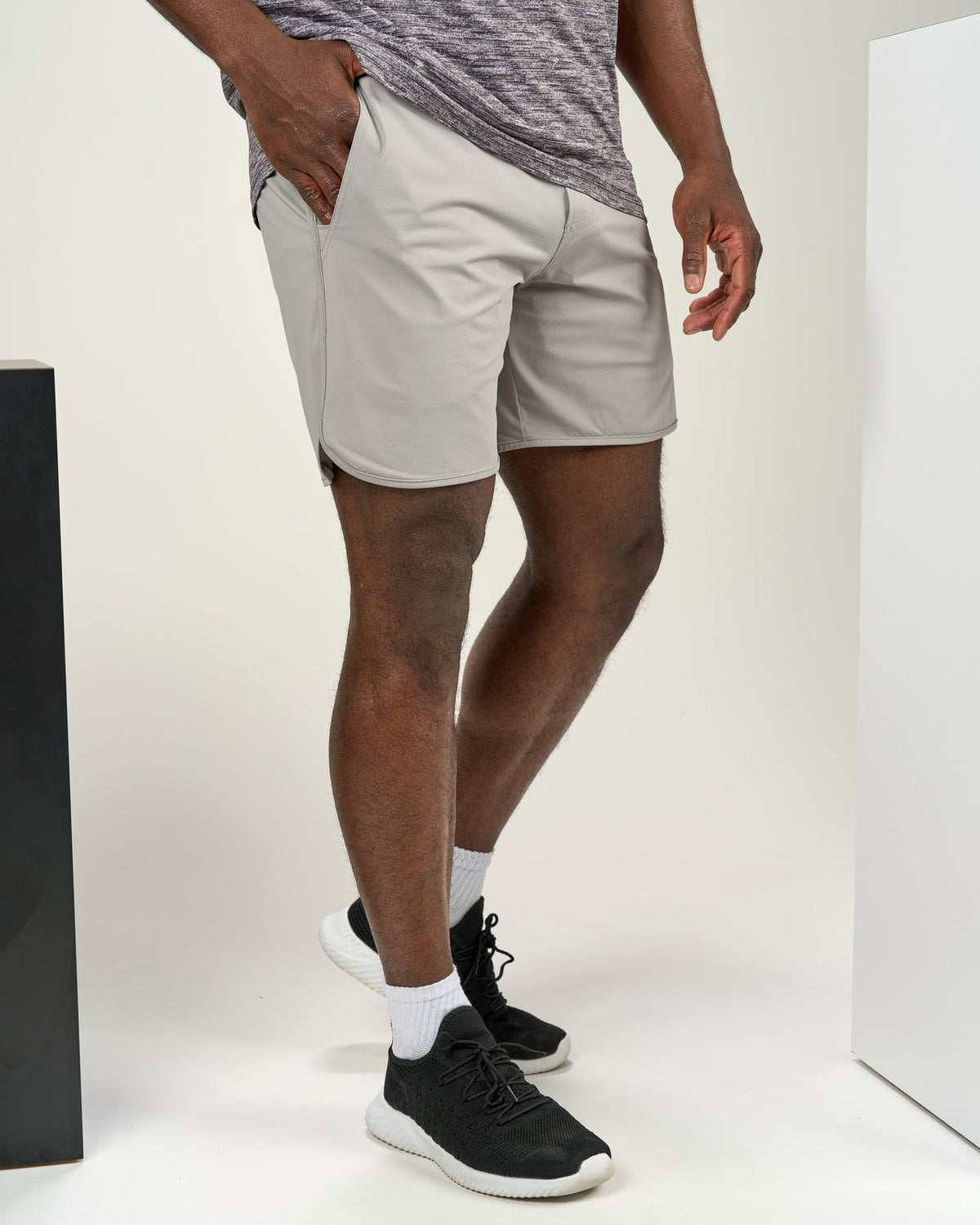 Black Clover Men's Light Grey Athletic Shorts for Gym and Performance