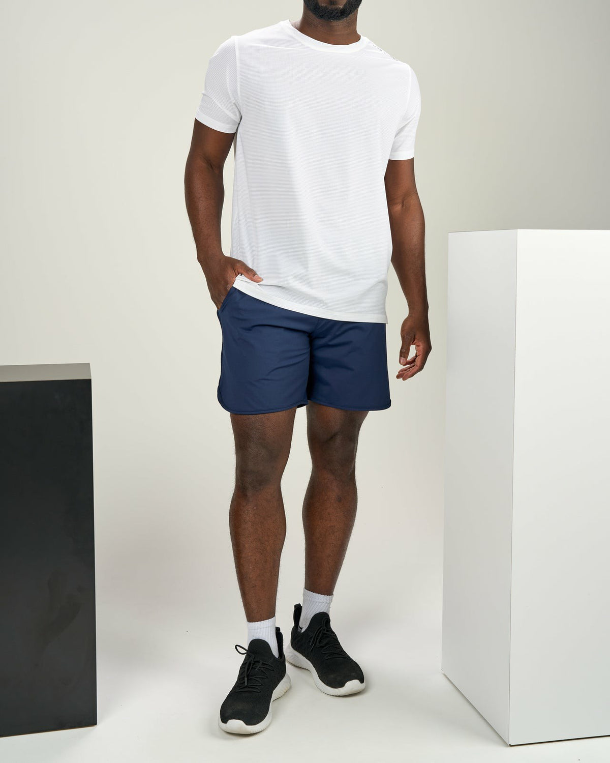 Black Clover Men's Navy Athletic Shorts for Gym and Performance