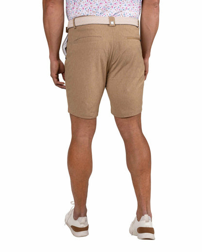 Black Clover Men's 8" Textured Stretch Twill Brown Dress Shorts for Golf or Business