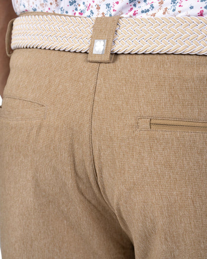 Black Clover Men's 8" Textured Stretch Twill Brown Dress Shorts for Golf or Business