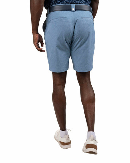 Black Clover Men's 8" Textured Stretch Twill Blue Dress Shorts for Golf or Business