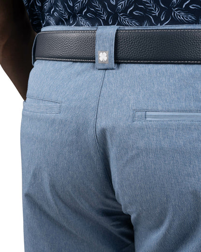 Black Clover Men's 8" Textured Stretch Twill Blue Dress Shorts for Golf or Business