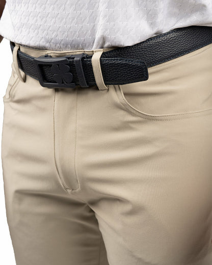 Black Clover Men's 9" Tan 5-Pocket Stretch Twill Shorts for Golf or Office