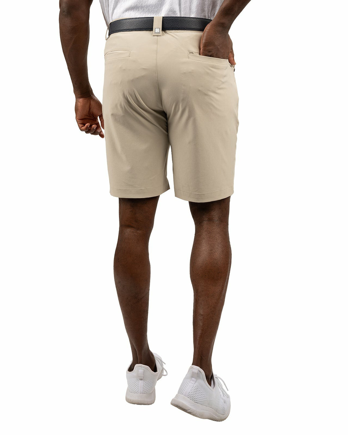 Black Clover Men's 9" Tan 5-Pocket Stretch Twill Shorts for Golf or Office