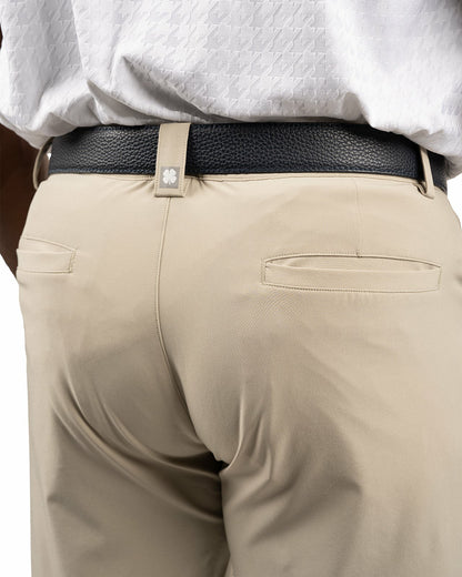 Black Clover Men's 9" Tan 5-Pocket Stretch Twill Shorts for Golf or Office