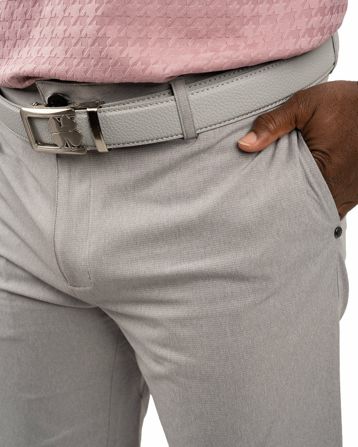 Black Clover Men's 9" Textured Stretch Twill Light Grey Dress Shorts, Perfect for Golf or Business