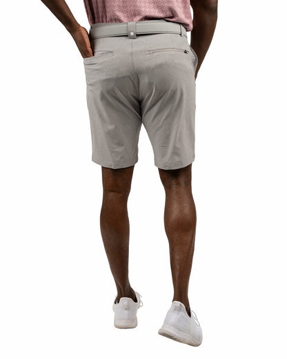 Black Clover Men's 9" Textured Stretch Twill Light Grey Dress Shorts, Perfect for Golf or Business