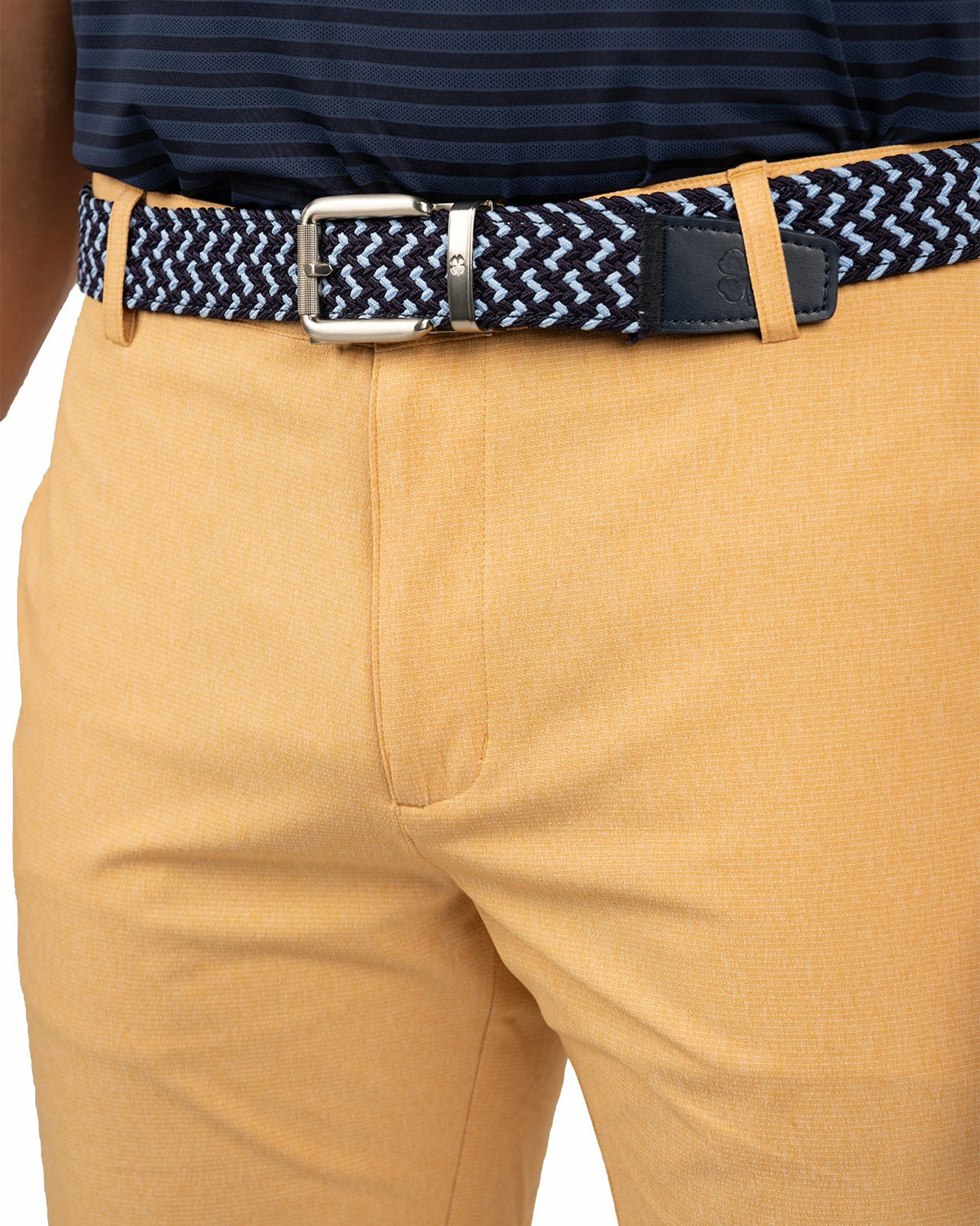 Black Clover Men's 9" Textured Stretch Twill Mustard Yellow Shorts, Perfect for Golf or Business