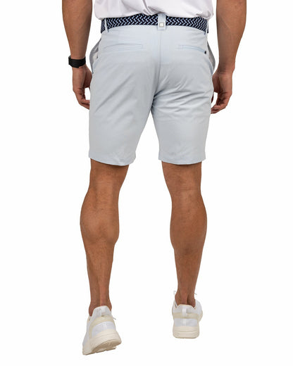 Black Clover Men's 9" Textured Stretch Twill Light Blue Shorts, Perfect for Golf or Business