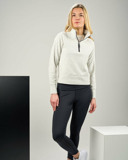Black Clover Women's White Textured Quarter-Zip Pullover