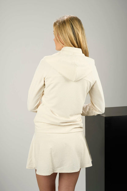 Black Clover Women's Textured Cream Athletic Jacket for Golf or Tennis