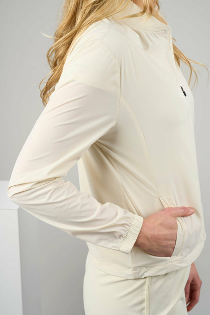 Black Clover Stylish Women's Windbreaker Rain Jacket in Cream
