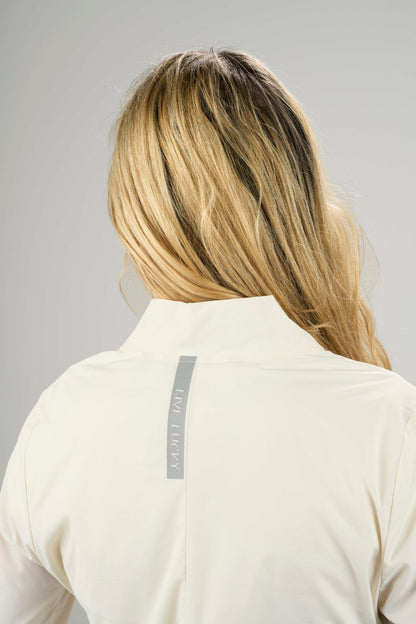Black Clover Stylish Women's Windbreaker Rain Jacket in Cream
