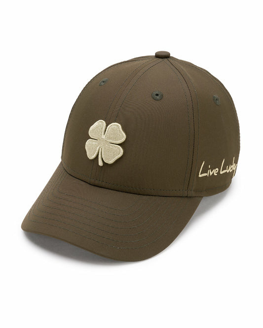 Black Clover Women's Cream Golf and Lifestyle Hat With Dark Grey Clover
