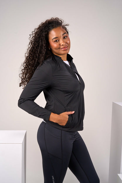 Black Clover Stylish Women's Windbreaker Rain Jacket in Black