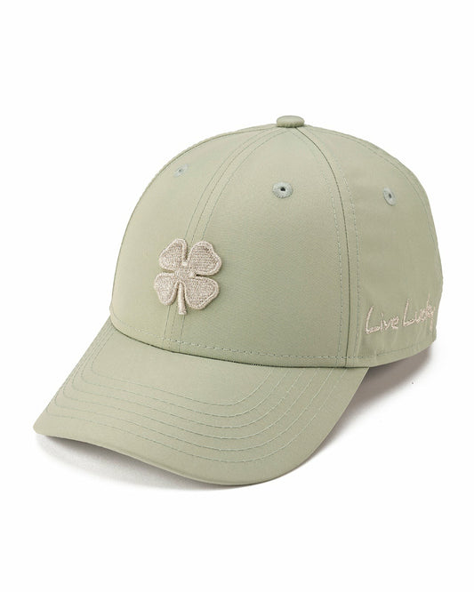 Black Clover Women's Adjustable Sage Green Hat with Silver Metallic 3D Clover