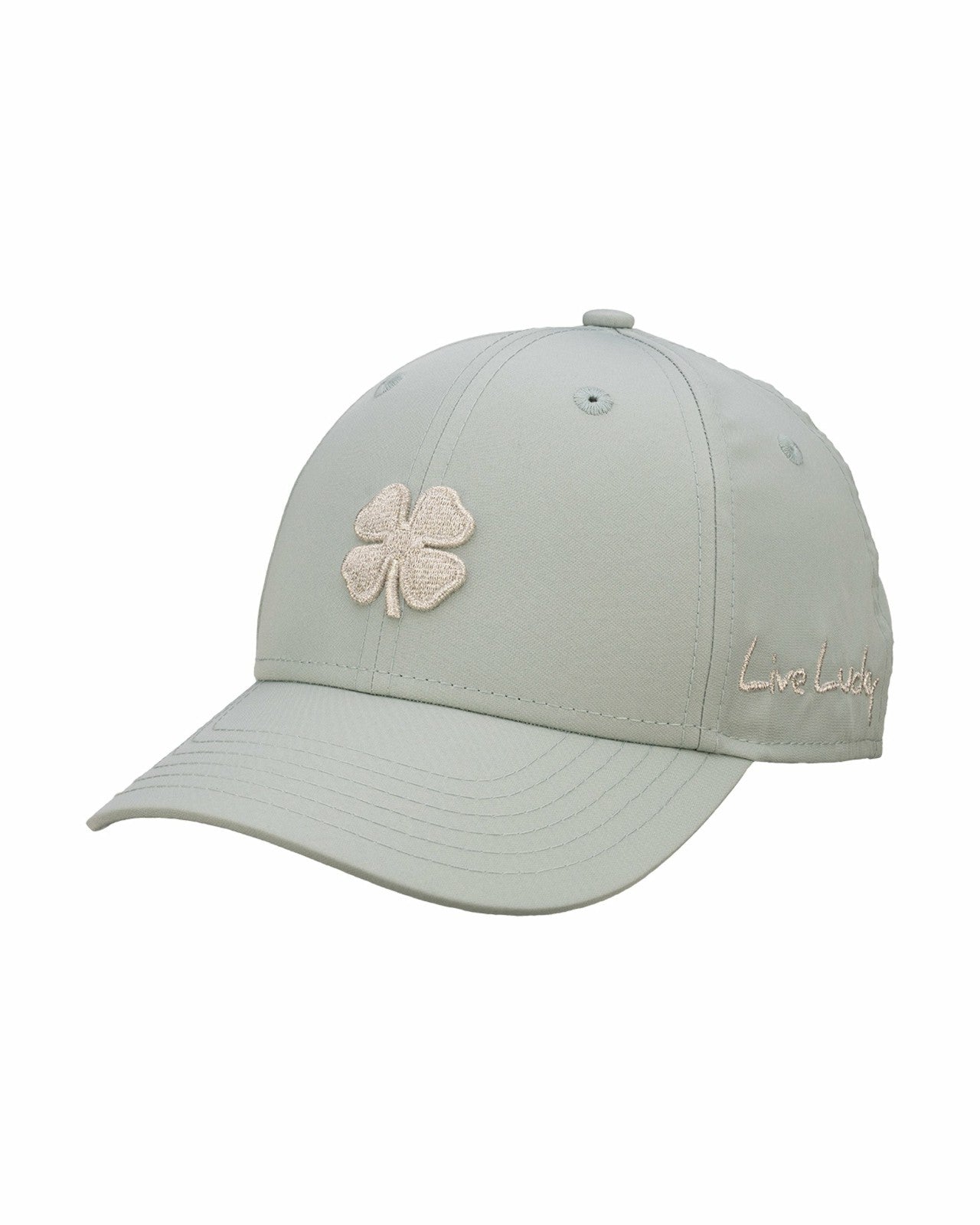 Black Clover Women's Adjustable Sage Green Hat with Silver Metallic 3D Clover