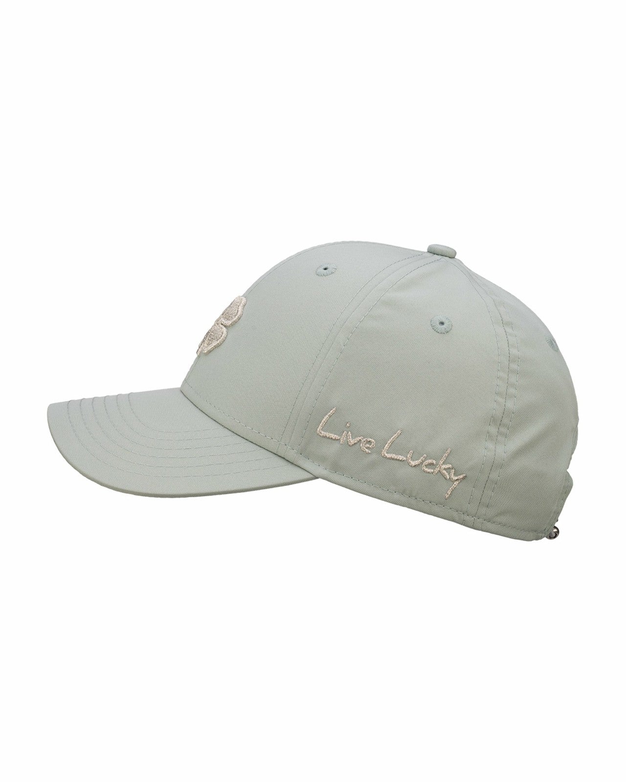 Black Clover Women's Adjustable Sage Green Hat with Silver Metallic 3D Clover