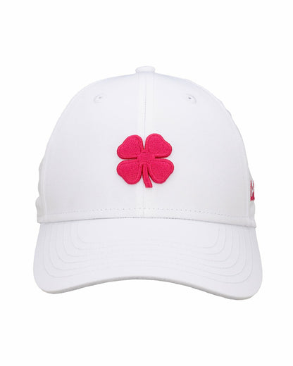 Black Clover Women's Adjustable White Hat with Hot Pink 3D Clover