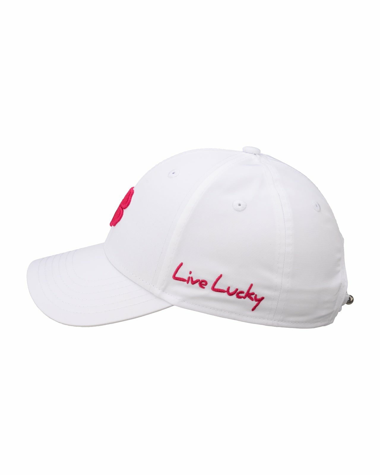 Black Clover Women's Adjustable White Hat with Hot Pink 3D Clover