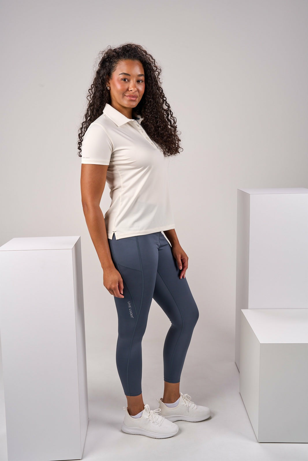 Black Clover Fitted Women's White Polo for Golf or Business