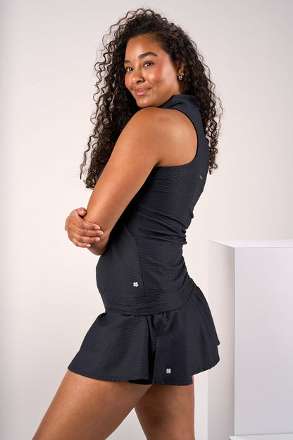 Black Clover Women's Sleeveless Black Polo for Golf or Tennis