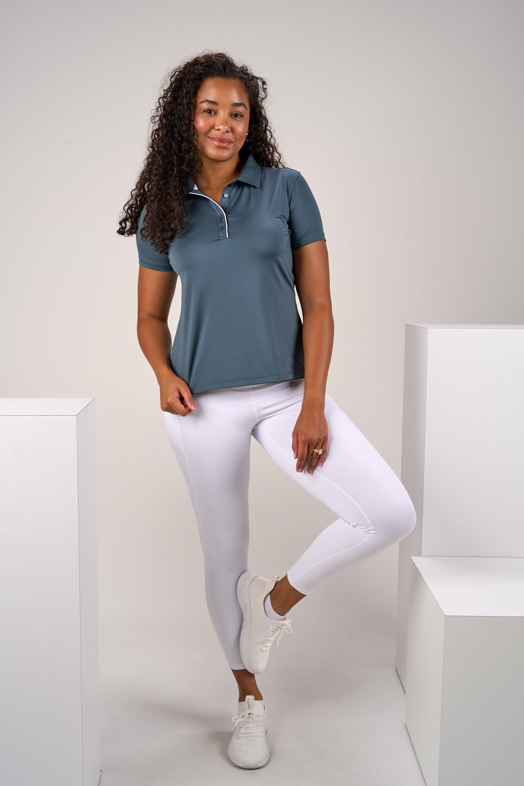 Black Clover Fitted Women's Dark Grey Polo for Golf or Business