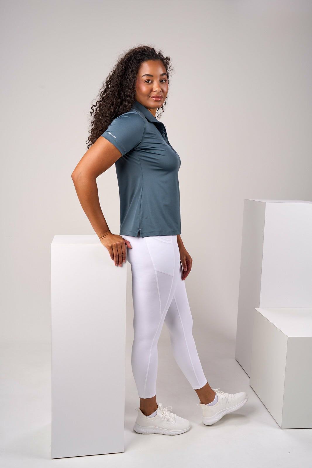 Black Clover Fitted Women's Dark Grey Polo for Golf or Business